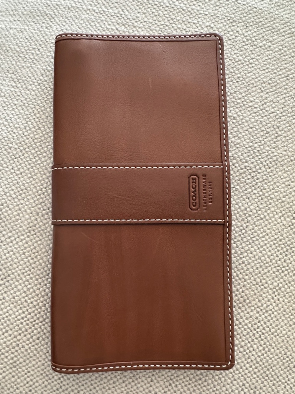 Vintage Coach Chestnut Brown Leather checkbook holder